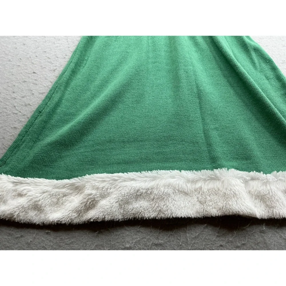 Star Wars Grogu Baby Yoda Holiday Sweater Dress Faux Fur Trim XL 14-16 Green